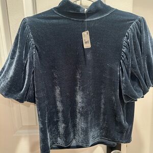 Free People Velvet Top in Deep Blue